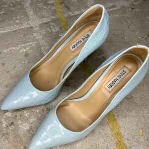 Steve Madden Sky Blue Croc-Patterned Heels